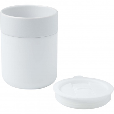Logo trade promotional products image of: Java 330 ml ceramic tumbler with silicone wrap and plastic lid